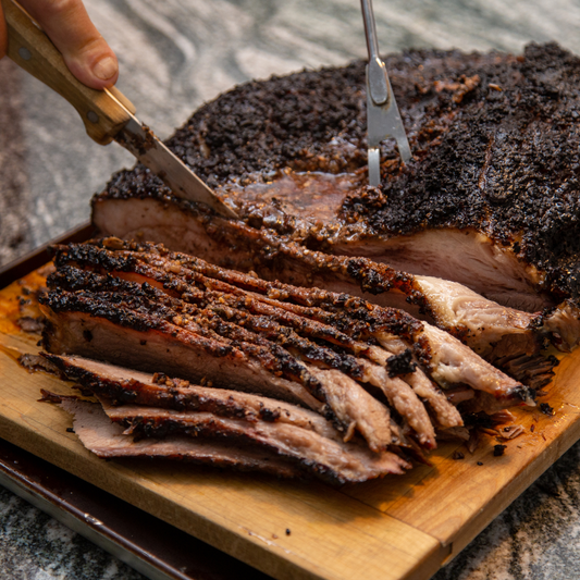 dry-aged, ranch raised, grass-finished beef brisket